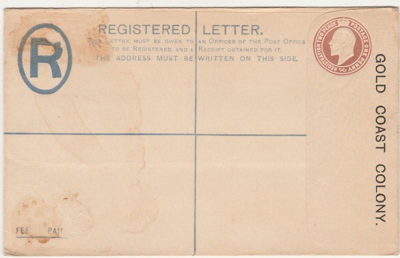 GOLD COAST 1900S KEVII REGISTERED LETTER POSTAL STATIONARY COVER