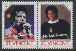 St. Vincent  SC# 895a-b  MNH Michael Jackson se-tenant pair 1985 see detail &...