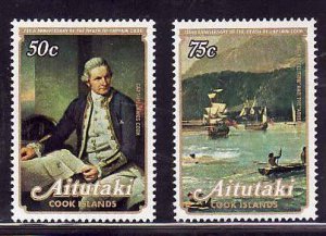 Aitutaki-Sc#171-2- id7-unusd NH set -Ships-Capt. Cook-1979-