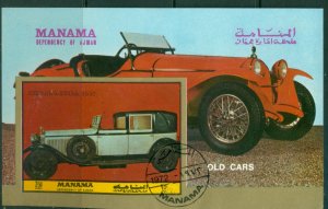 Manama 1972 Mi#MSD200B Automobiles from 1900-1927 MS IMPERF CTO