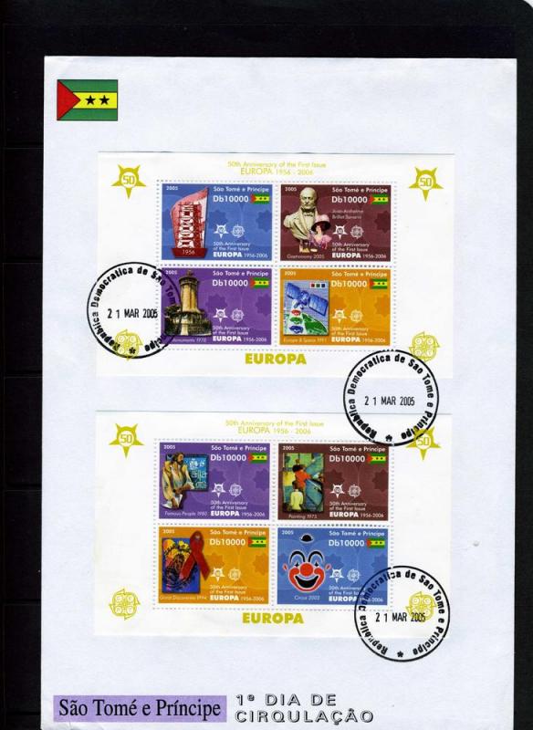 Sao Tome & Principe 2005 Europa CEPT (2) s/s Perforated in official FDC