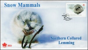 CA21-027, 2021, Snow Mammals, First Day of Issue, Pictorial Postmark, Northern