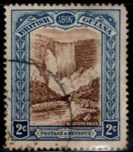 British Guiana Scott 153 Kaieteur Waterfalls stamp, toned paper, used stamp