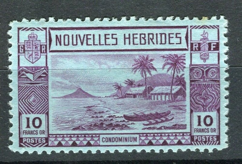 FRENCH; NEW HEBRIDES 1938 early pictorial issue fine Mint hinged 10Fr. value