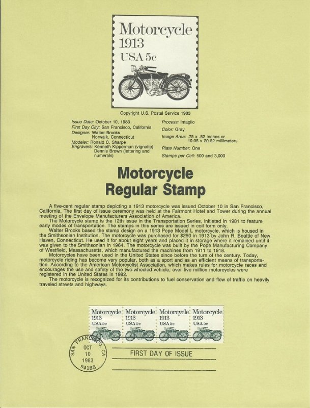 US SP542 Motorcycle Souvenir Page #1899