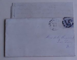 US #114 FANCY  V killer cancel WITH LETTER NORTH EAST PENNSYLVANIA