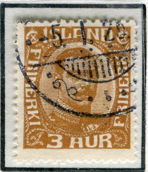 ICELAND;  1920 early Christian X issue fine used 3a. value