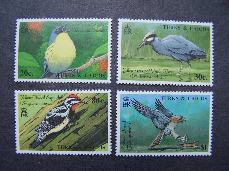 Turks & Caicos 1990  MNH Birds 4 v set + m/s