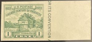Scott #730A 1933 1¢ Century of Progress Fort Dearborn single MNH NGAI