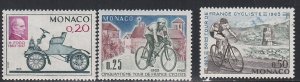 Monaco # 545, 546-548, Antique Car, Bicycle Races. Mint Hinged, 1/3 Cat.