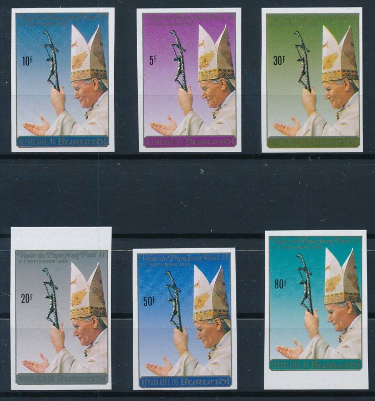 [I1355] Burundi 1990 Pope good set of stamps very fine MNH imperf