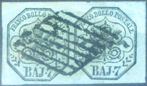 Papal State. Coat of arms 7 b. 1852. Used pair.