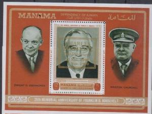 MANAMA SHEET ROOSEVELT CHURCHILL DE GAULLE OVERPRINTED 