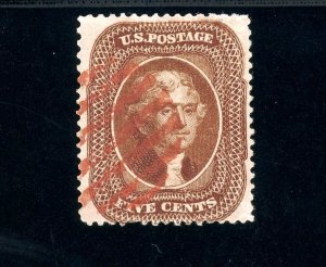 Scott 30 Used VF US 1861 Jefferson Red Cancel SCV $1,375