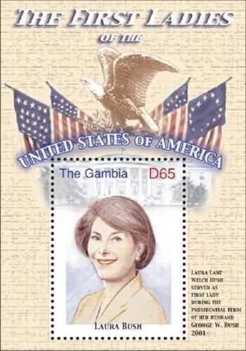 GAMBIA FIRST LADIES OF THE UNITED STATES - LAURA BUSH S/S MNH
