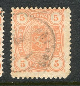 FINLAND; 1875-81 classic Helsingfors print issue fine used Shade of 5p.