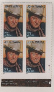 3876 37c John Wayne LR Plate Block