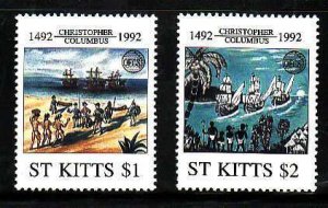 St. Kitts-Scott#341-2-id7-Unused NH set-Ships-Christopher Columbus-1992-