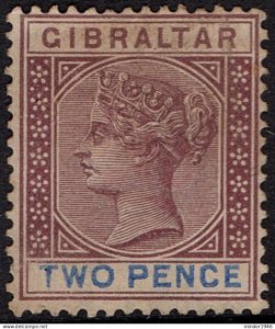 GIBRALTAR 1898 QV 2d Purple & Ultramarine SG41 Mint Hinged Cat £28