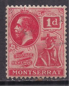 Montserrat 1922 KGV 1d Carmine used SG 66 ( C574 )