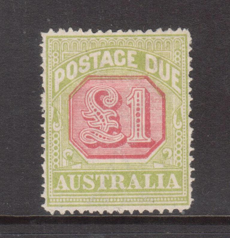 Australia #J49a (SG #D87) VF Mint One Pound Scarlet & Pale Yellow Green