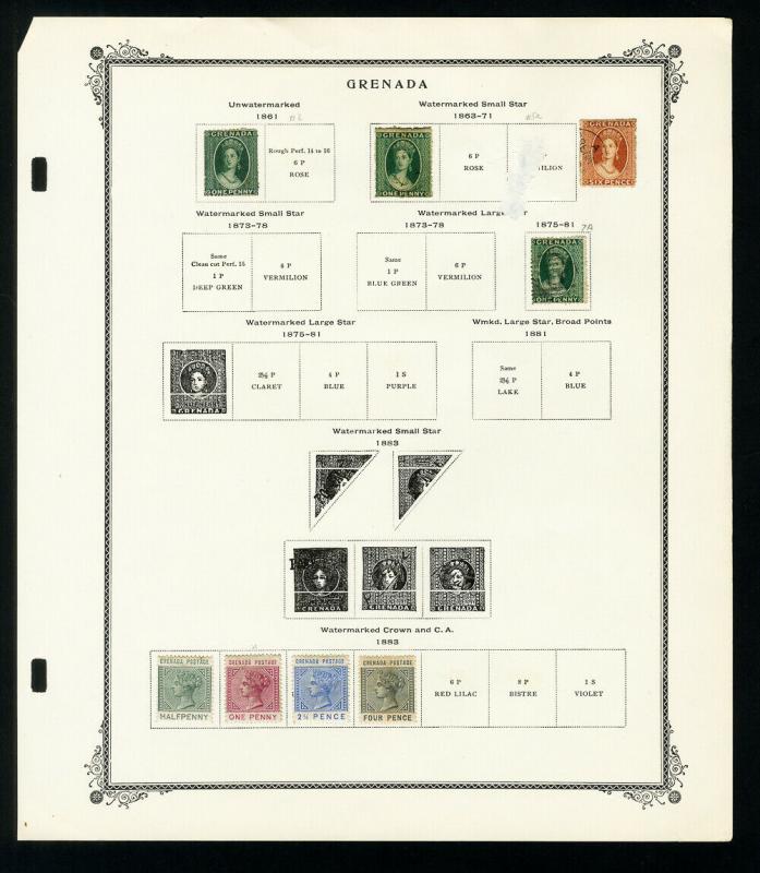 Grenada 1800s to 1950s Stamp Collection