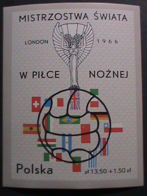 ​POLAND 1966 SC#B109 WORLD CUP SOCCER CHAMPIONSHP -ENGLAND IMPERF MNH S/S