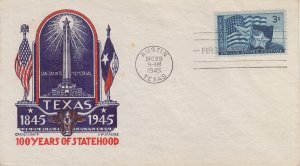 1945 Texas Statehood (Scott 938) Staehle Cover Craft UA FDC