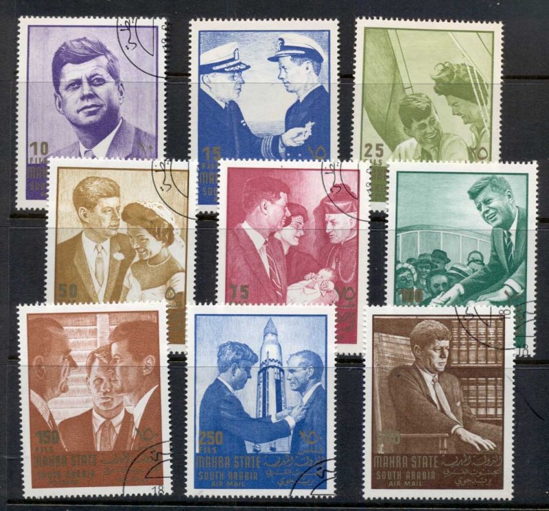 Aden Mahra State 1967 Mi#16-24 JFK kennedy CTO