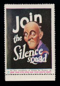 US Vintage WWII Patriotic Poster Stamp  Join the Silence Squad M OG NH