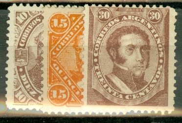 NY: Argentina 58, 63 unused no gum; 64, 64A, 65 mint CV $138.50; scan shows a...
