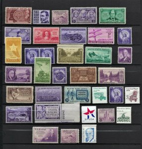 JASTAMPS: US stamp collection of 35 MNH 3 cent Stamps - All Different, Free Ship