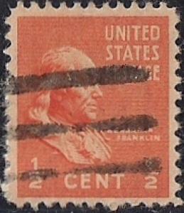 803 1/2 cent Benjamin Franklin Stamp used VF