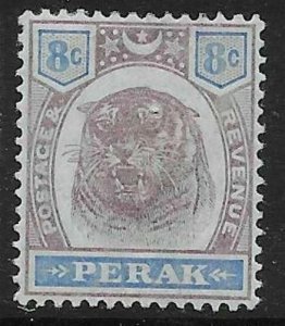 MALAYA PERAK SG71 1895 8c DULL PURPLE & ULTRAMARINE MTD MINT