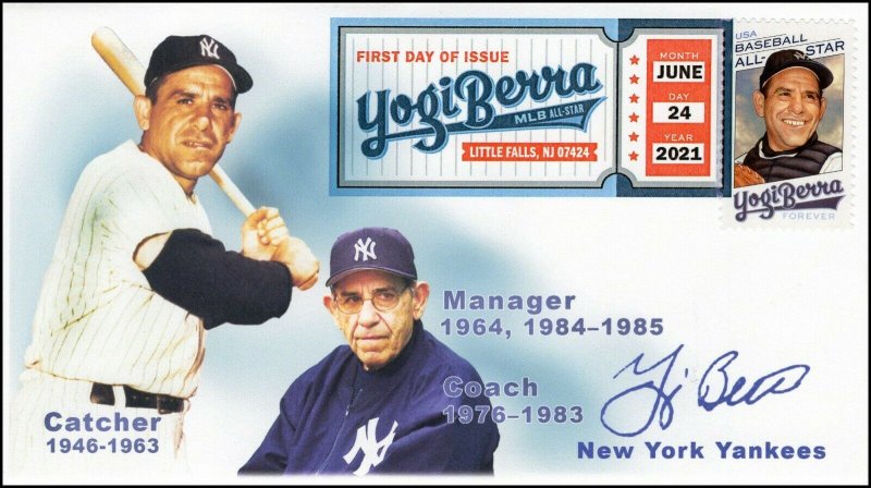 21-180, 2021, Yogi Berra, First Day Cover, Digital Color Postmark, Baseball, SC 