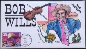 U.S. Used #2774 29c Bob Wills 1993 Collins First Day Cover (FDC)