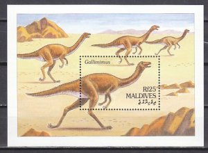 Maldives, Scott cat. 1971. Gallimimus Dinosaurs s/sheet.