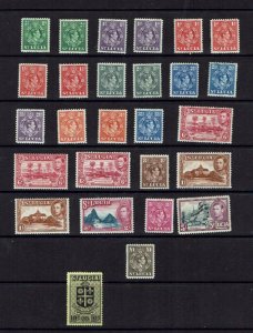 St Lucia: 1938, King George VI definitive, includes all shades and perfs, Mint