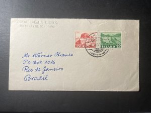 1951 Iceland Cover Reykjavik to Rio De Janeiro Brazil Oskae Saemundsson Wermer