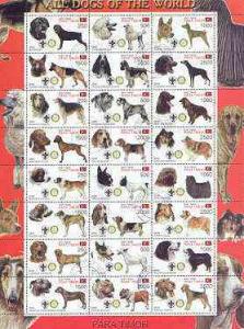 Timor (East) 2000 Dogs #03 perf sheetlet containing 24 va...