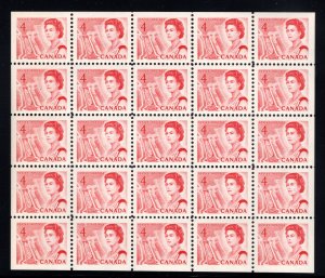 457b Scott - 4c carmine rose, VF, MNHOG, miniature pane of 20, (5x4) DF, DEX, 19