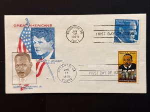 1979 RF Kennedy and MLK Combination FDC Sc# 1770 and 1771 House of Farnam Cachet
