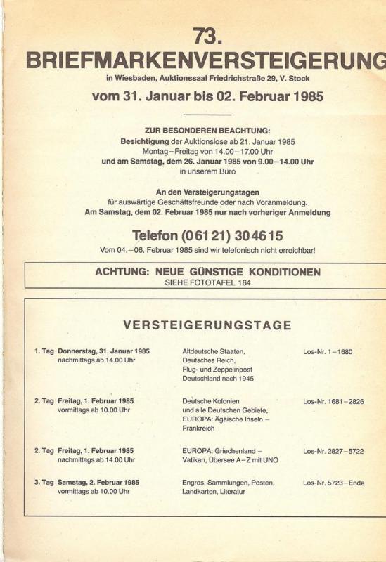 Lange & Fialkowski: Sale # 73  -  73. Briefmarkenversteig...