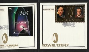 1994 Star Trek Generations 24k gold Kirk & Picard, FDC $500 stamp, Guyana