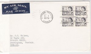 Canada 1970 Airmail FDC +Bk Cancel Queen Elizabeth ll Four Stamps Cover ref22015
