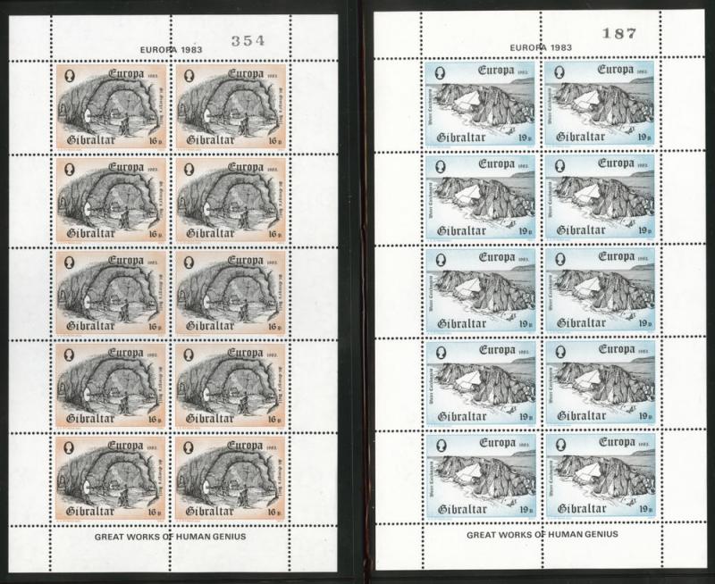 Gibraltar Scott 447-448 MNH** Europa 1983 sheet set