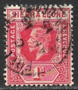 SIERRA LEONE 1912-24 KGV 1d Carmine Portrait Issue Sc 104a VFU