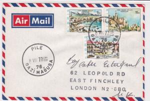 North Cyprus Turkish Pile Cancel 1977 Airmail Stamps Cover ref R 16921