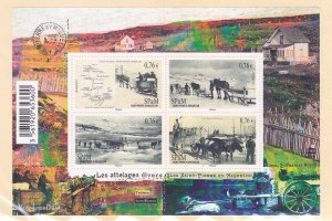 St. Pierre & Miquelon 1012 MNH 2015 Animals at Work Old Photos Souvenir sheet