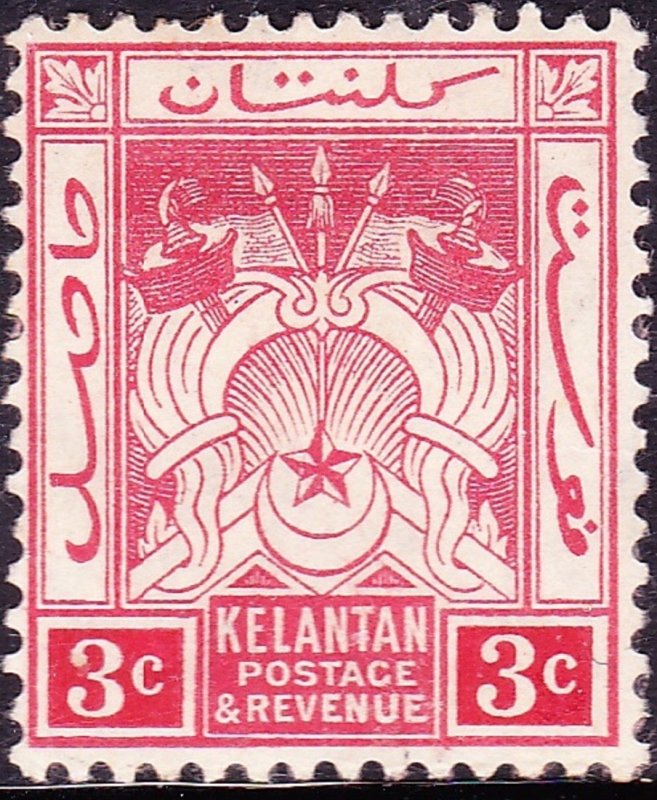 MALAYA KELANTAN 1911 3c Red SG3 MH